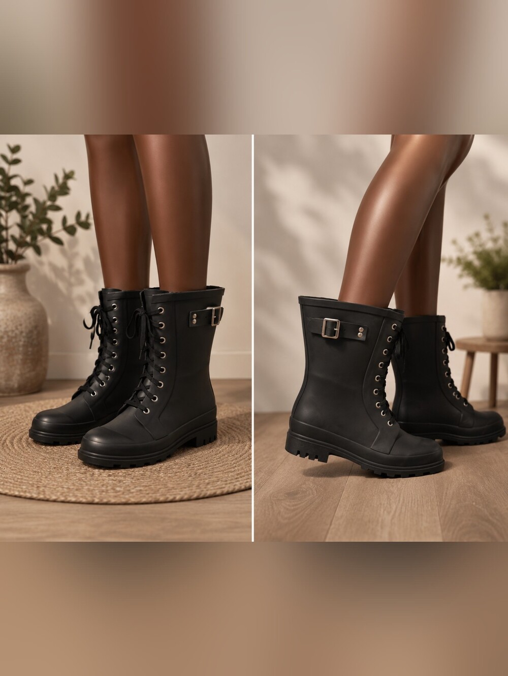 Torrid Classic Black Lace-Up Combat Boots with Buckle - Women